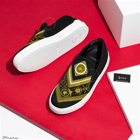 versace leather slip-on sneaker with gold medusa head white|Versace Medusa 1995.